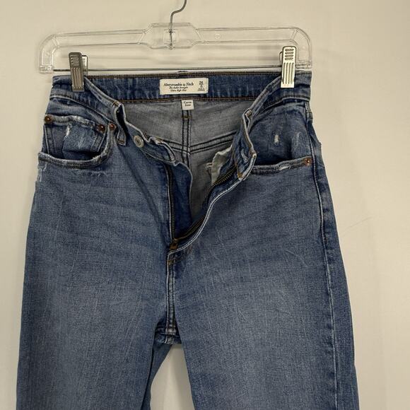 Abercrombie Fitch Ankle Straight Ultra High Rise Jeans size 26/2 Destroyed Denim - Picture 6 of 11